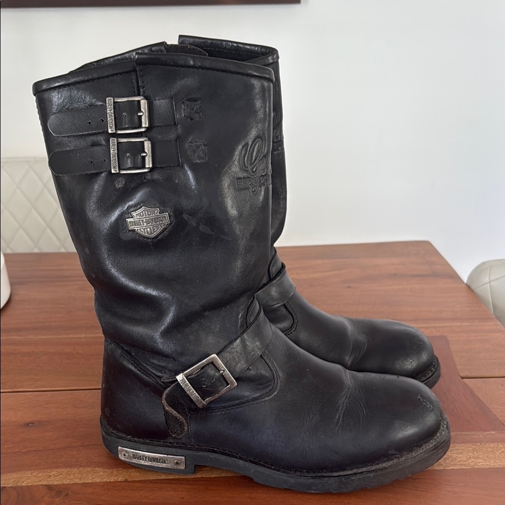 Harley-Davidson Black Leather Motorcycle Boots